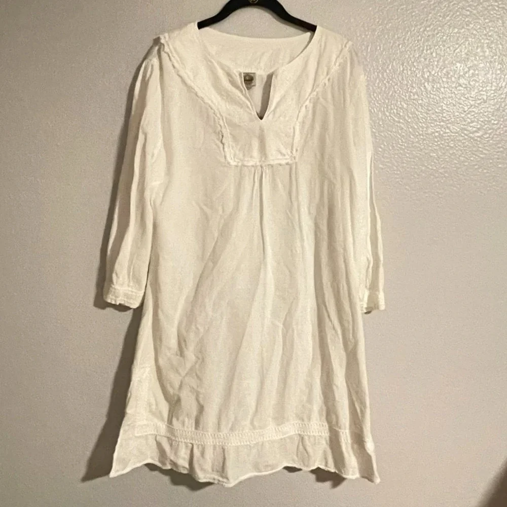 La Cotonniere Women's White Embroidered Long Sleeve Dress 3XL - Picture 3 of 13